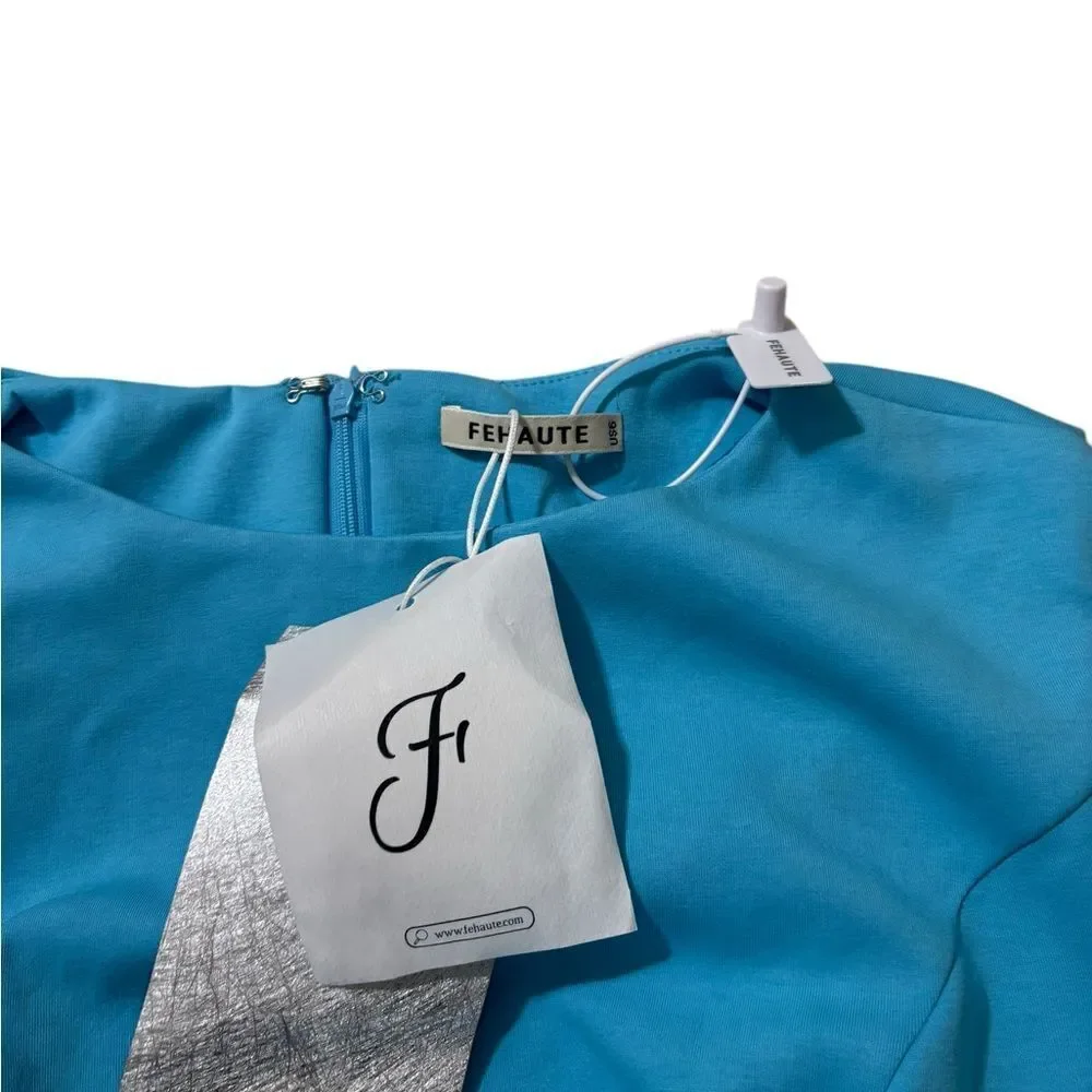 Fehaute Cowl Neck Ruched Cap Sleeve Sheath Midi Dress • Size 6 • - Picture 11 of 12